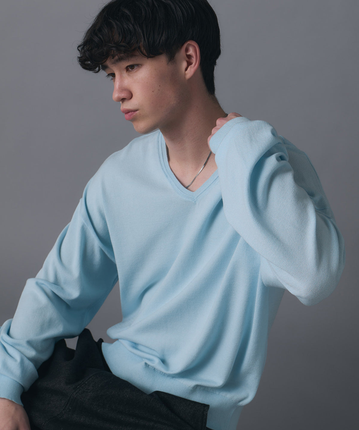 V-neck High Gauge Knit / Vネックハイゲージニット