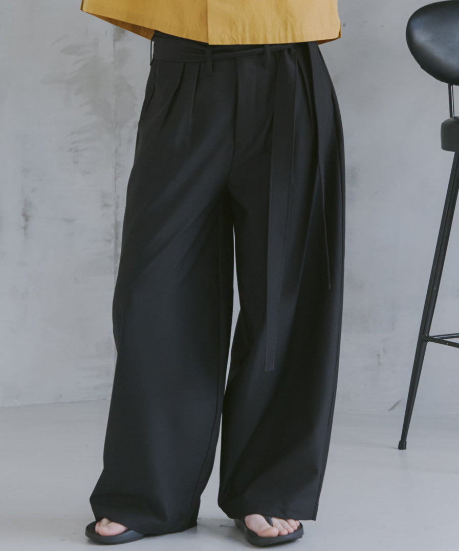 Belted Slacks Wide Pants / ベルト付きワイドパンツ