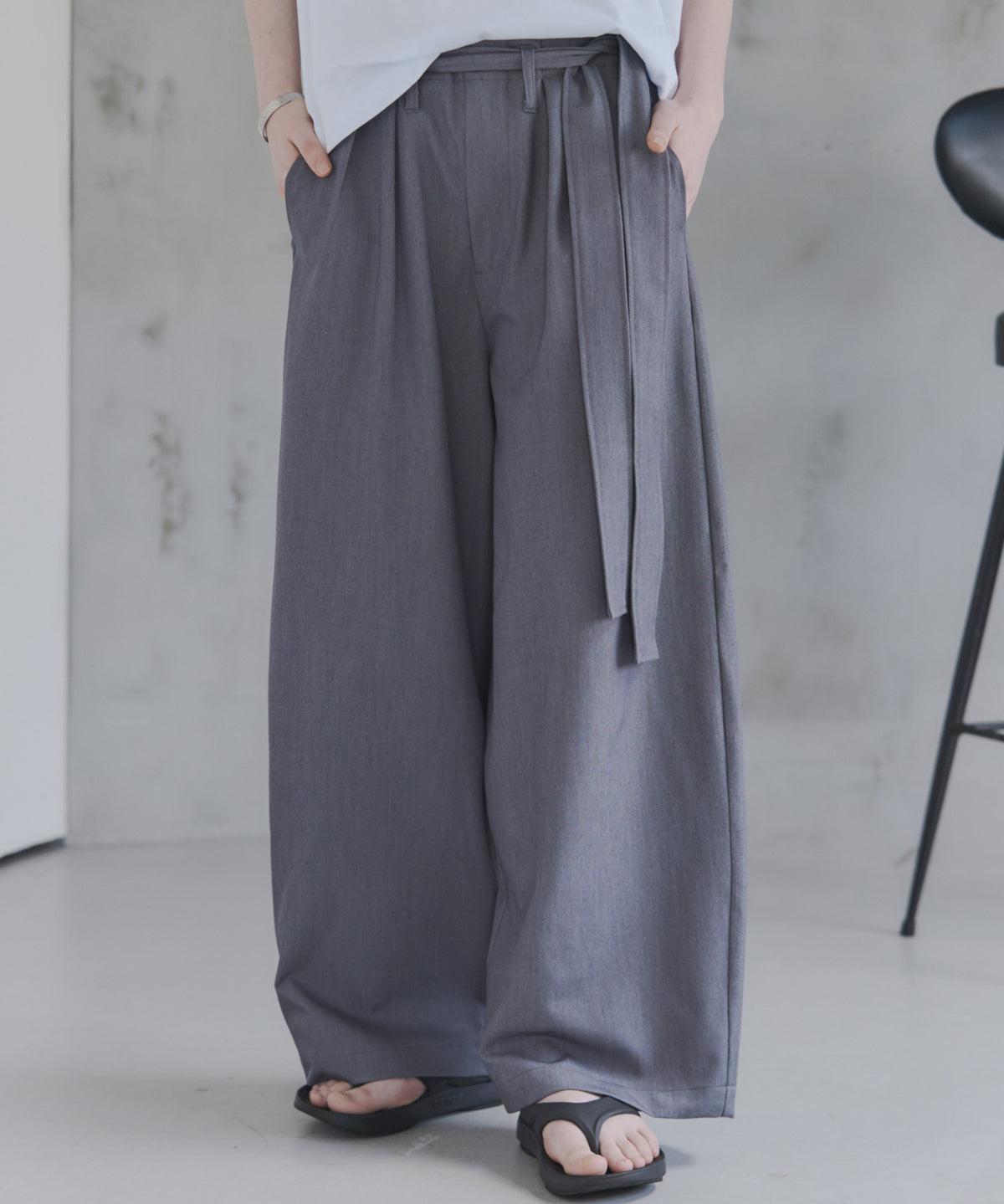 Belted Slacks Wide Pants / ベルト付きワイドパンツ