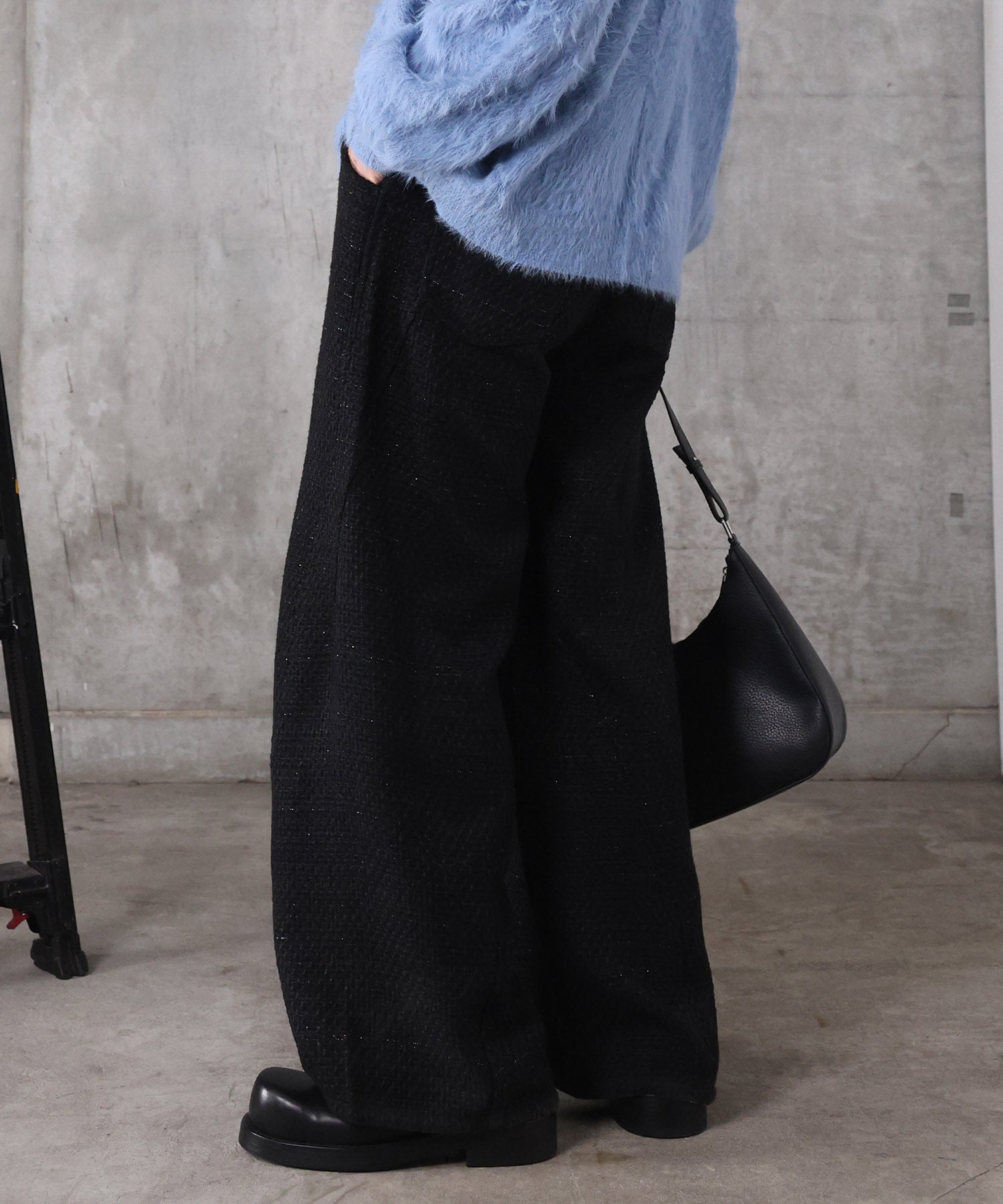 ツイード バレルレッグ 3Dパンツ