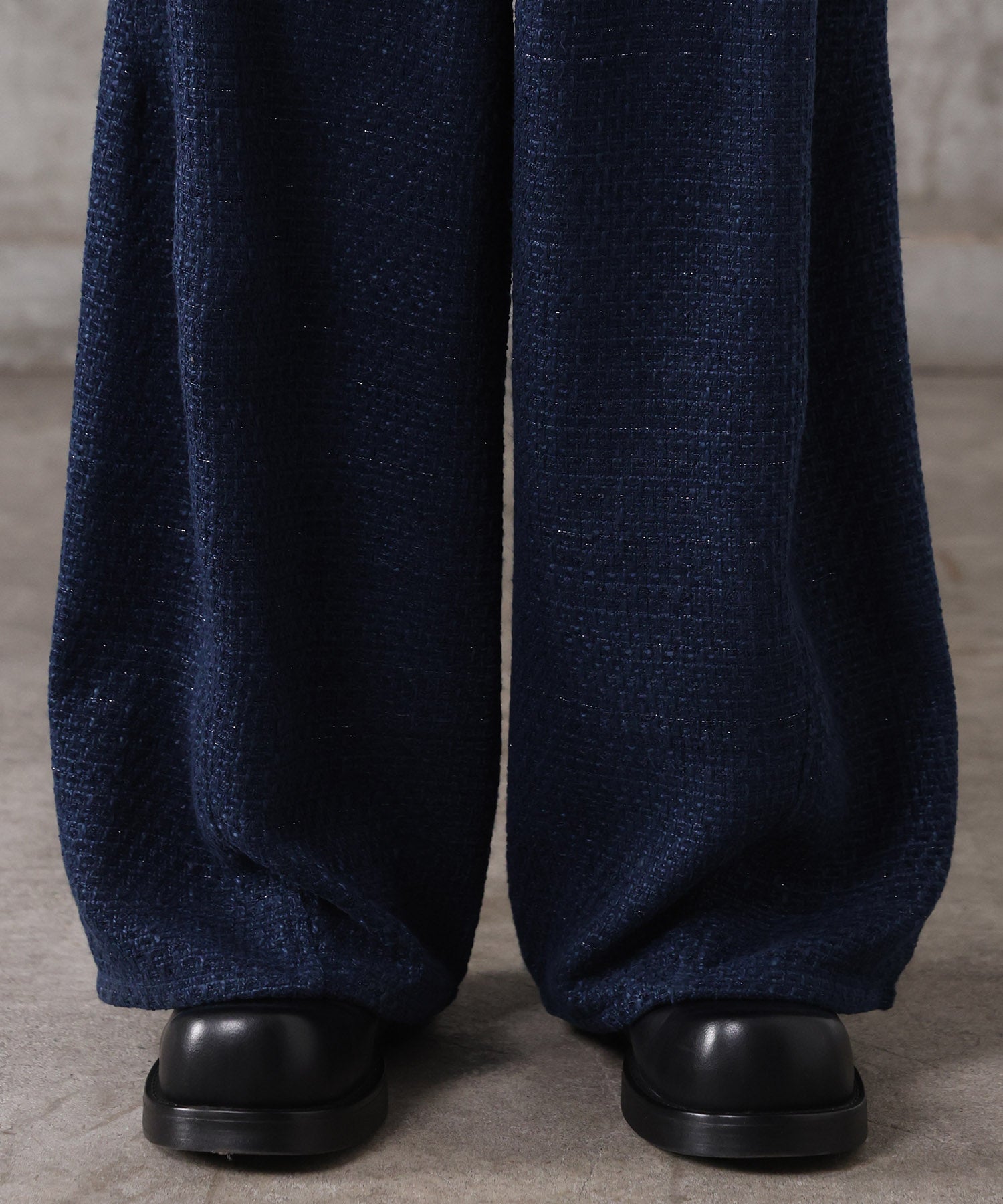 ツイード バレルレッグ 3Dパンツ