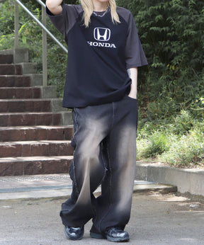 25SS【HONDA / ホンダ】フロントプリント ボックスシルエット ラグラン半袖Tシャツ