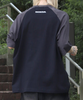 25SS【HONDA / ホンダ】フロントプリント ボックスシルエット ラグラン半袖Tシャツ