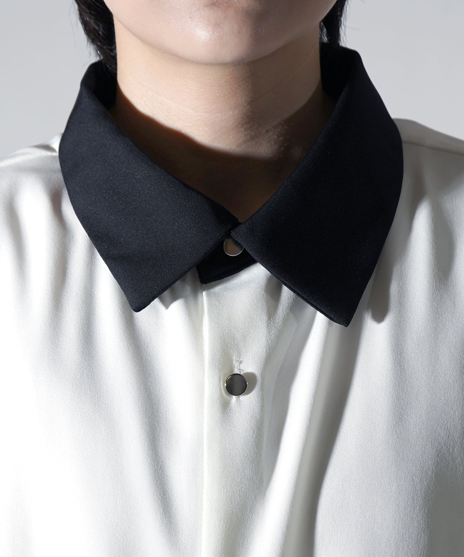 25SS ドレープとろみ クレリック ビッグシルエット半袖シャツ