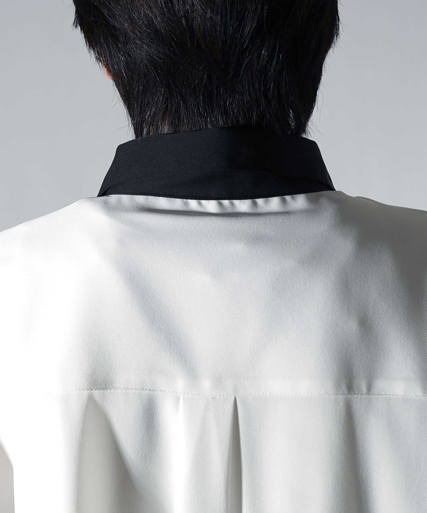 25SS ドレープとろみ クレリック ビッグシルエット半袖シャツ