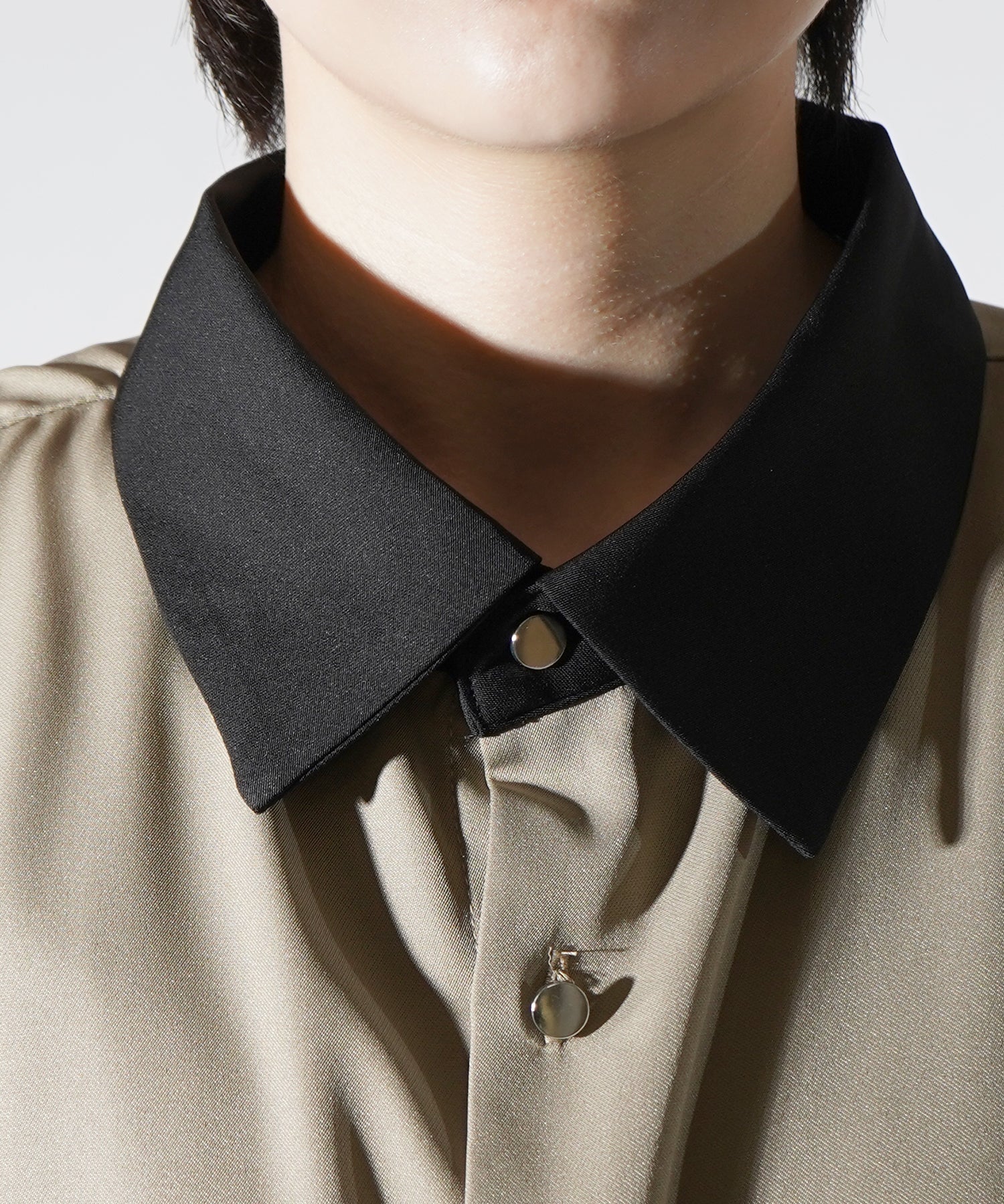 25SS ドレープとろみ クレリック ビッグシルエット半袖シャツ