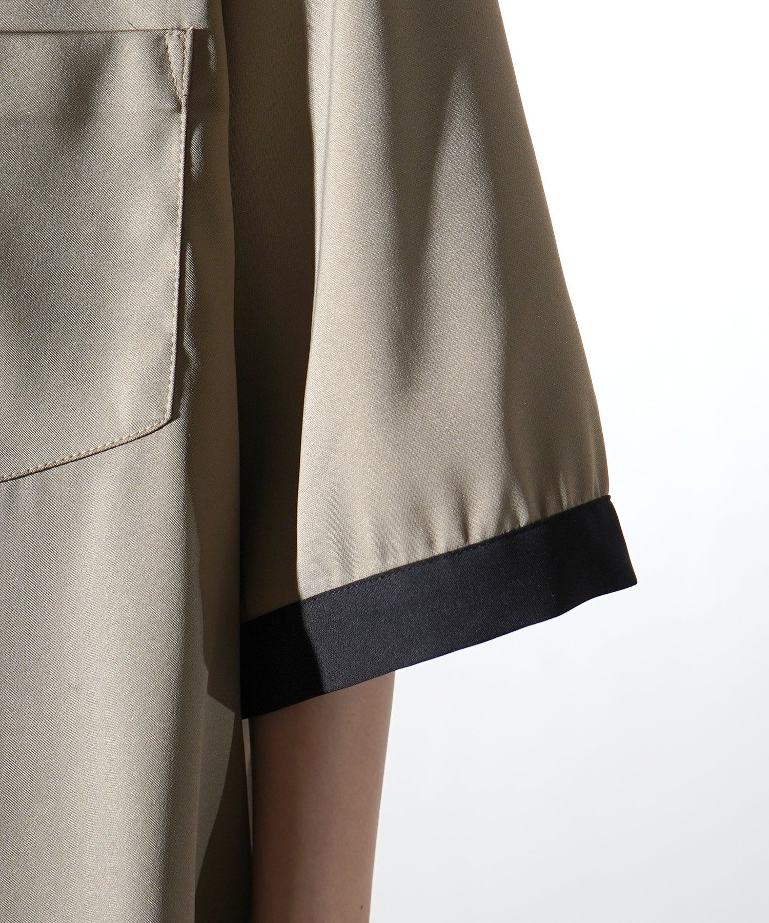 25SS ドレープとろみ クレリック ビッグシルエット半袖シャツ