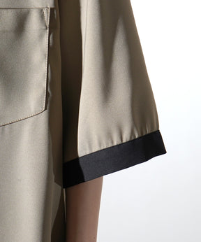 25SS ドレープとろみ クレリック ビッグシルエット半袖シャツ