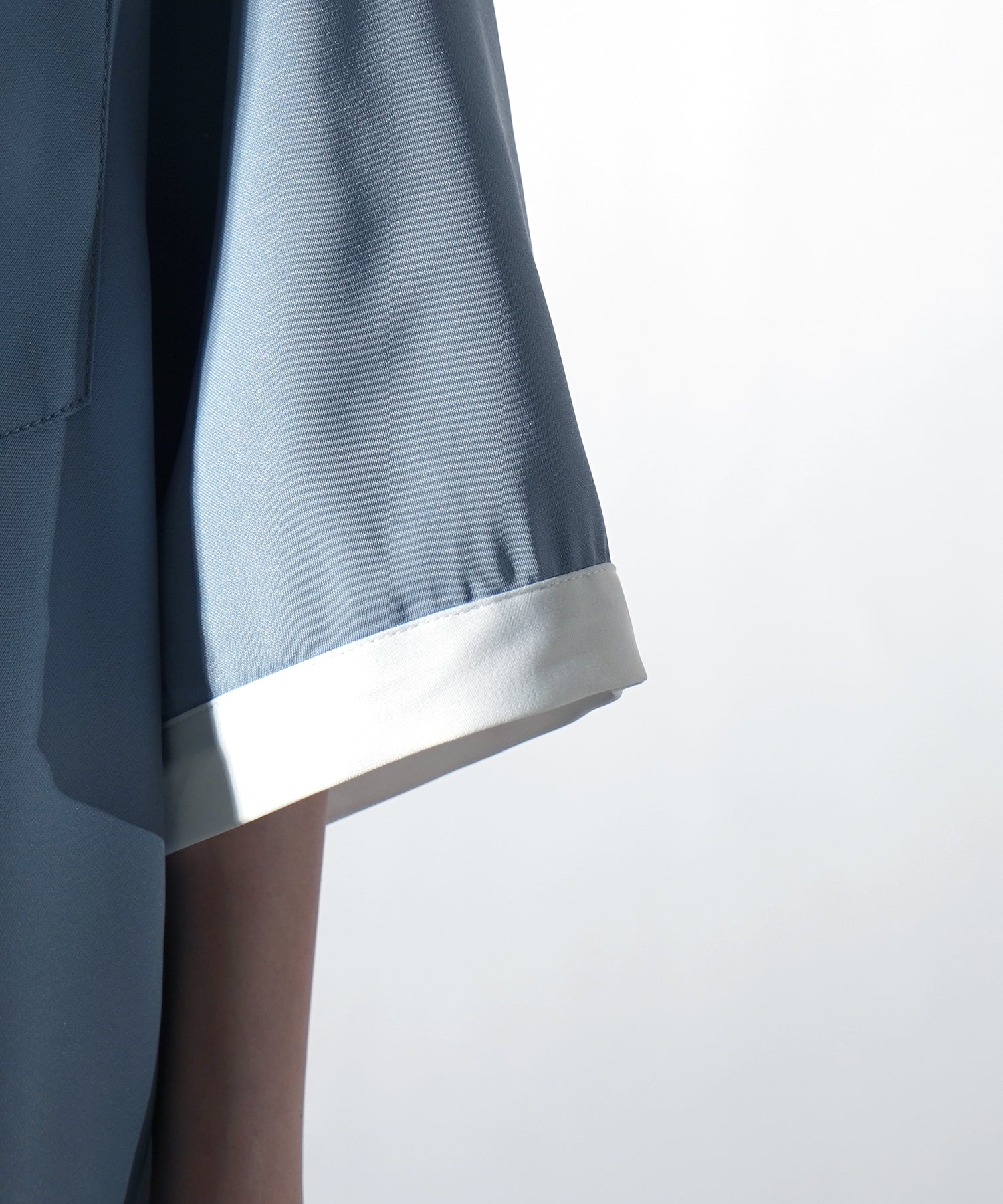 25SS ドレープとろみ クレリック ビッグシルエット半袖シャツ