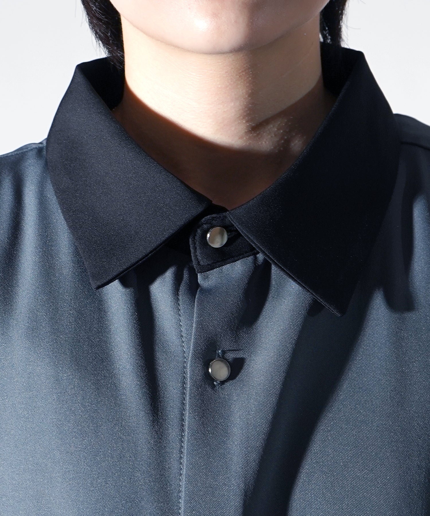 25SS ドレープとろみ クレリック ビッグシルエット半袖シャツ