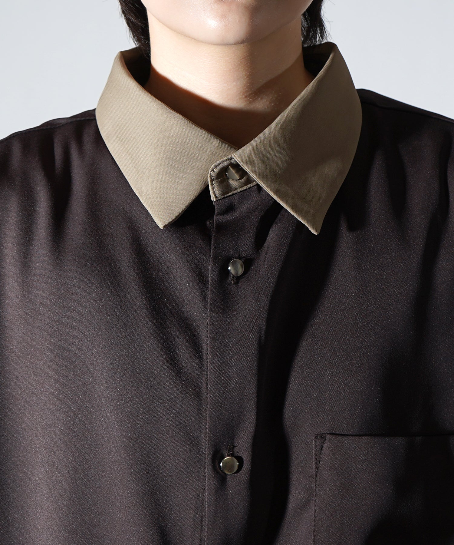 25SS ドレープとろみ クレリック ビッグシルエット半袖シャツ