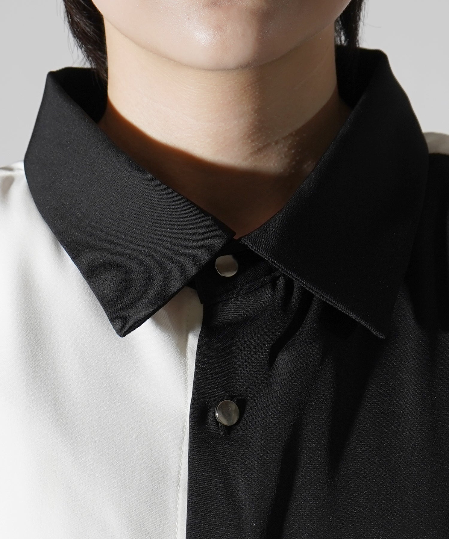 25SS ドレープとろみ クレリック ビッグシルエット半袖シャツ