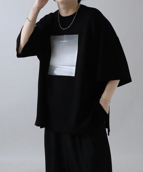 25SS ドレープとろみ ビッグシルエット フォトフロントプリント オーバーサイズ ポンチ半袖Tシャツ