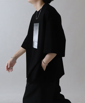 25SS ドレープとろみ ビッグシルエット フォトフロントプリント オーバーサイズ ポンチ半袖Tシャツ