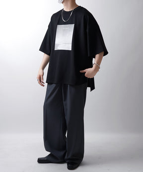 25SS ドレープとろみ ビッグシルエット フォトフロントプリント オーバーサイズ ポンチ半袖Tシャツ