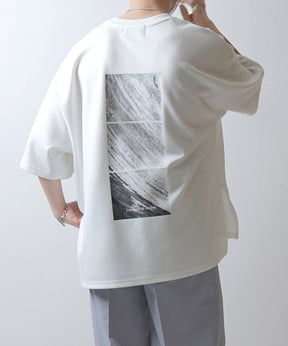 25SS ドレープとろみ ビッグシルエット フォトバックプリント オーバーサイズ ポンチ半袖Tシャツ