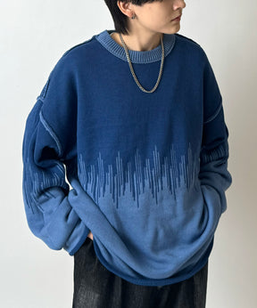 2トーンディップ柄 ルーズシルエット プルオーバーニット