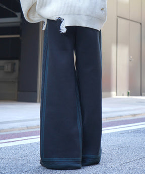 サイドライン ジャガードニット ワイドストレートパンツ