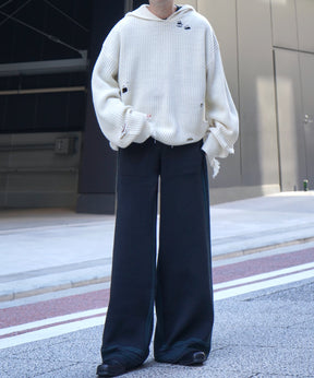 サイドライン ジャガードニット ワイドストレートパンツ