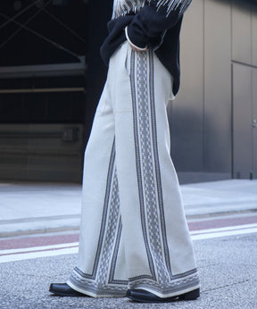 サイドライン ジャガードニット ワイドストレートパンツ