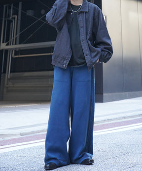 サイドライン ジャガードニット ワイドストレートパンツ