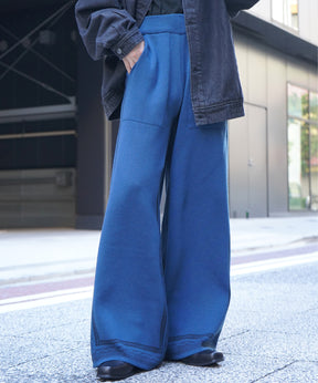 サイドライン ジャガードニット ワイドストレートパンツ