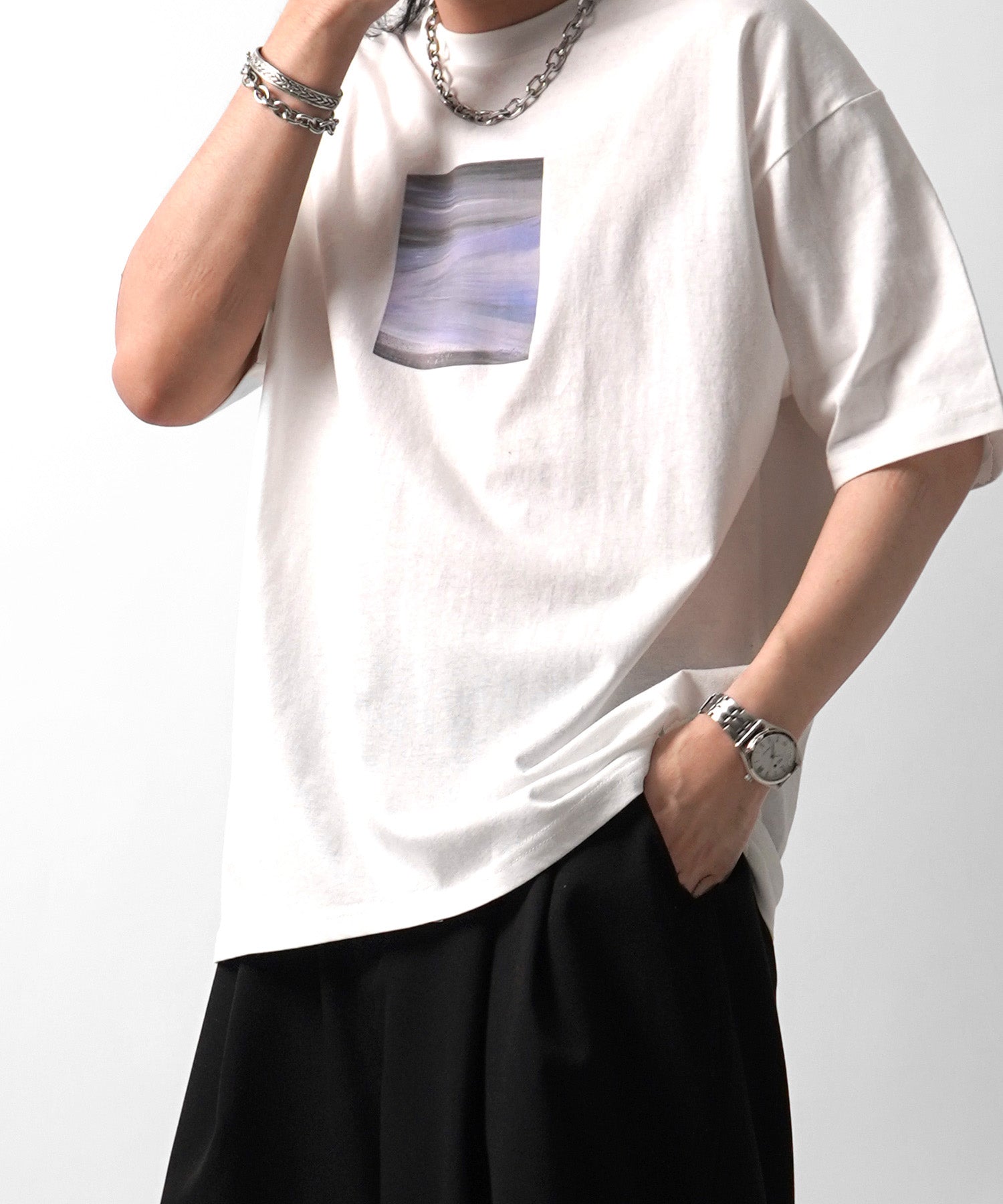 25SS アブストラクト絵画 フロントプリント 半袖Tシャツ
