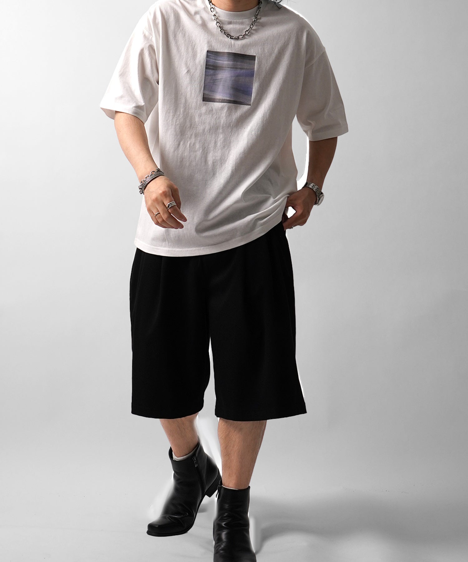 25SS アブストラクト絵画 フロントプリント 半袖Tシャツ