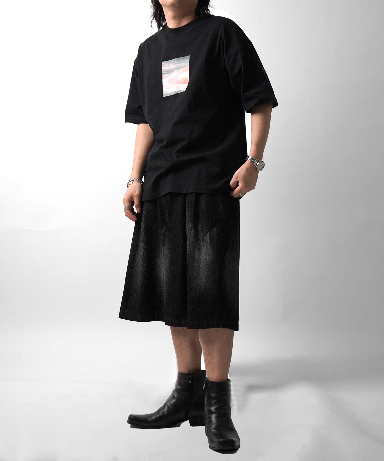 25SS アブストラクト絵画 フロントプリント 半袖Tシャツ