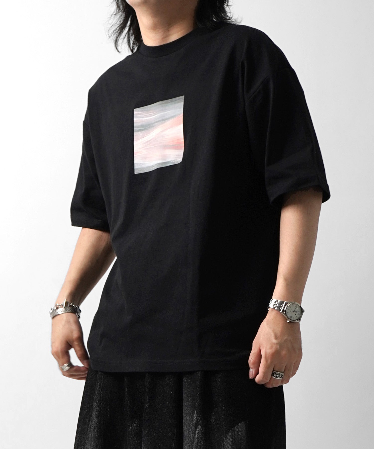 25SS アブストラクト絵画 フロントプリント 半袖Tシャツ