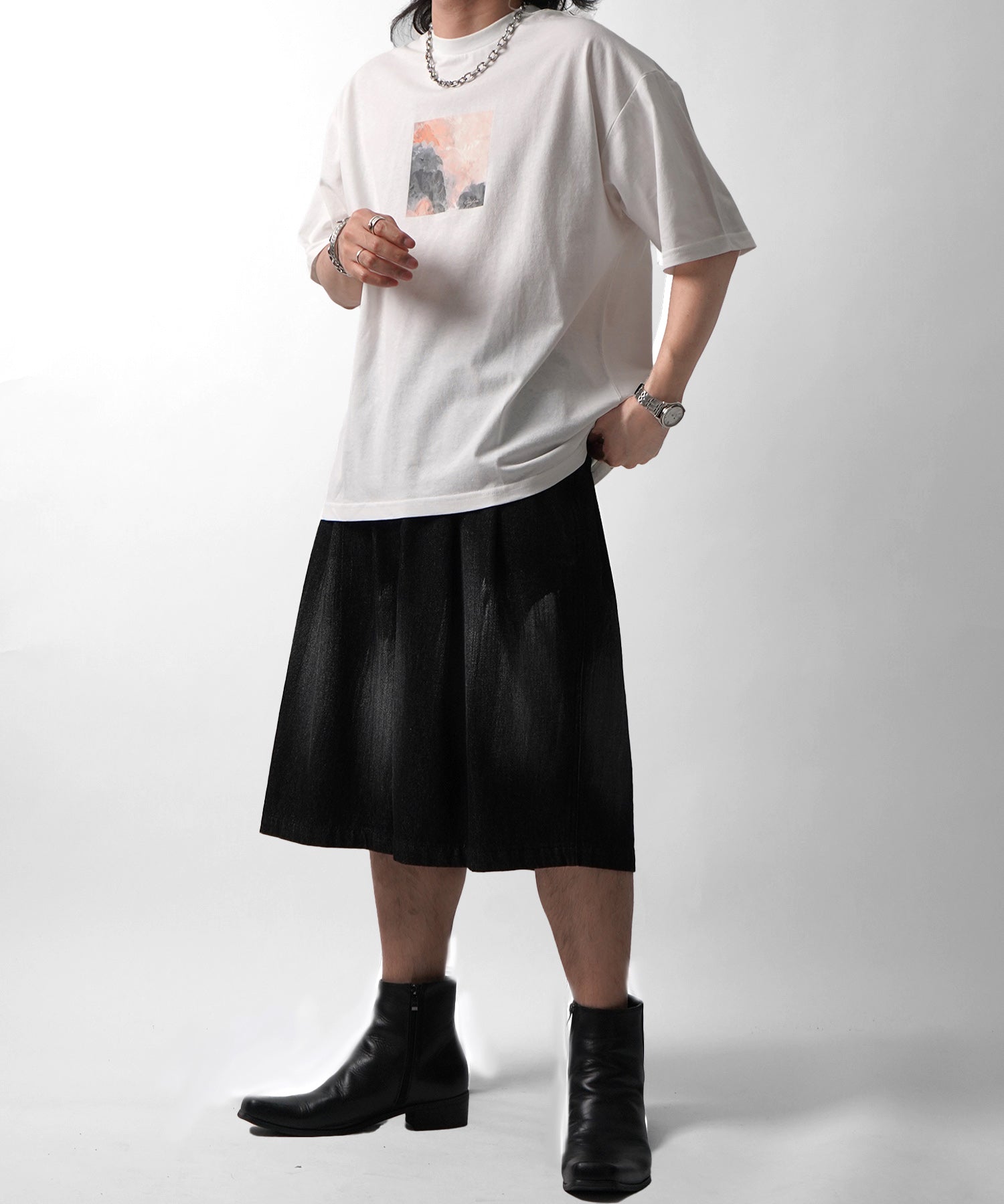 25SS アブストラクト絵画 フロントプリント 半袖Tシャツ