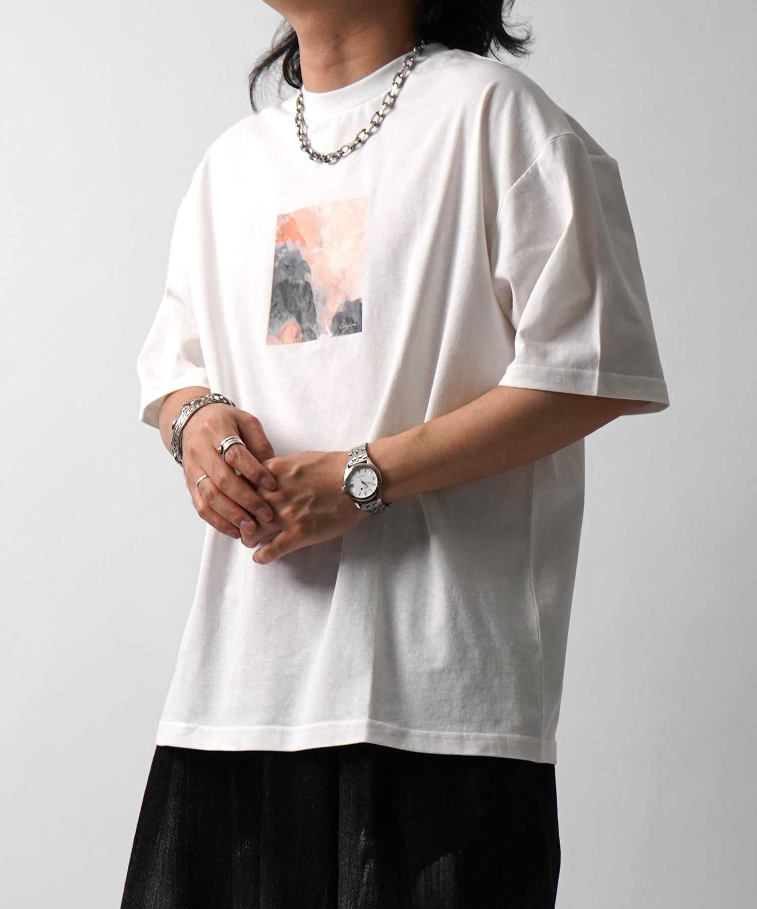 25SS アブストラクト絵画 フロントプリント 半袖Tシャツ