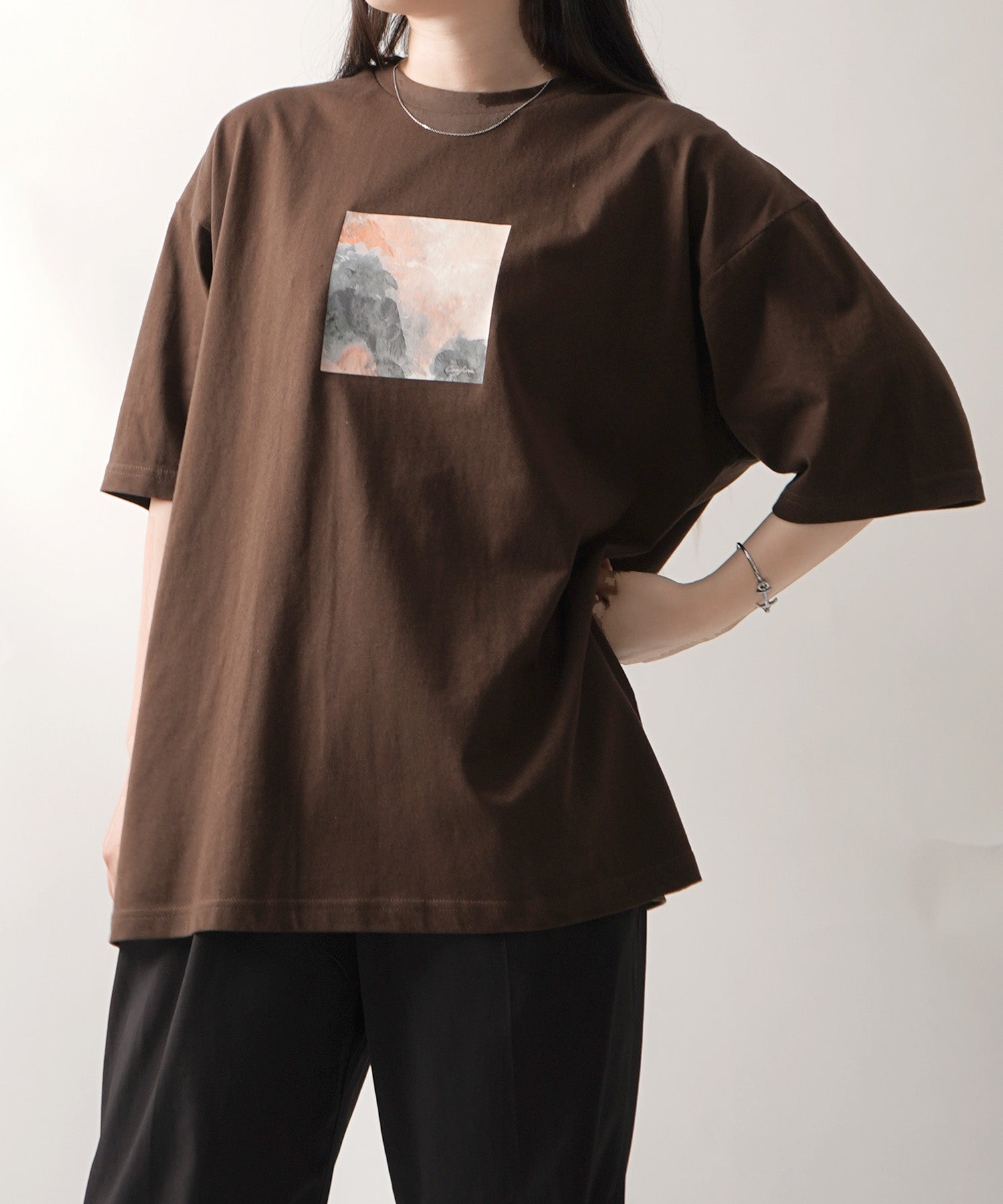 25SS アブストラクト絵画 フロントプリント 半袖Tシャツ