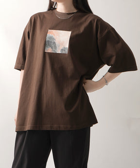 25SS アブストラクト絵画 フロントプリント 半袖Tシャツ