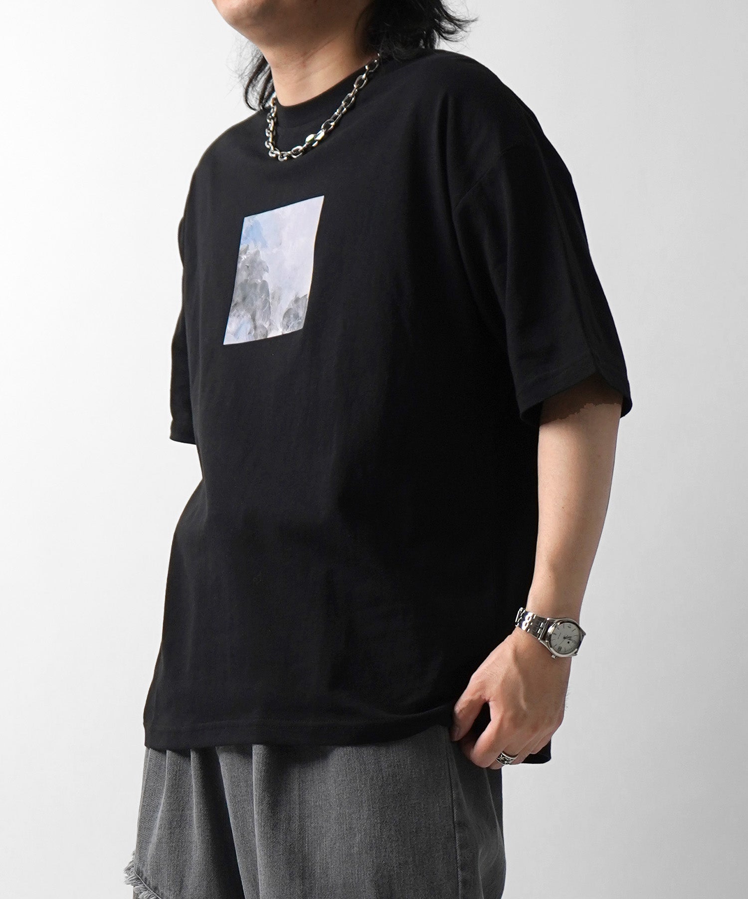 25SS アブストラクト絵画 フロントプリント 半袖Tシャツ