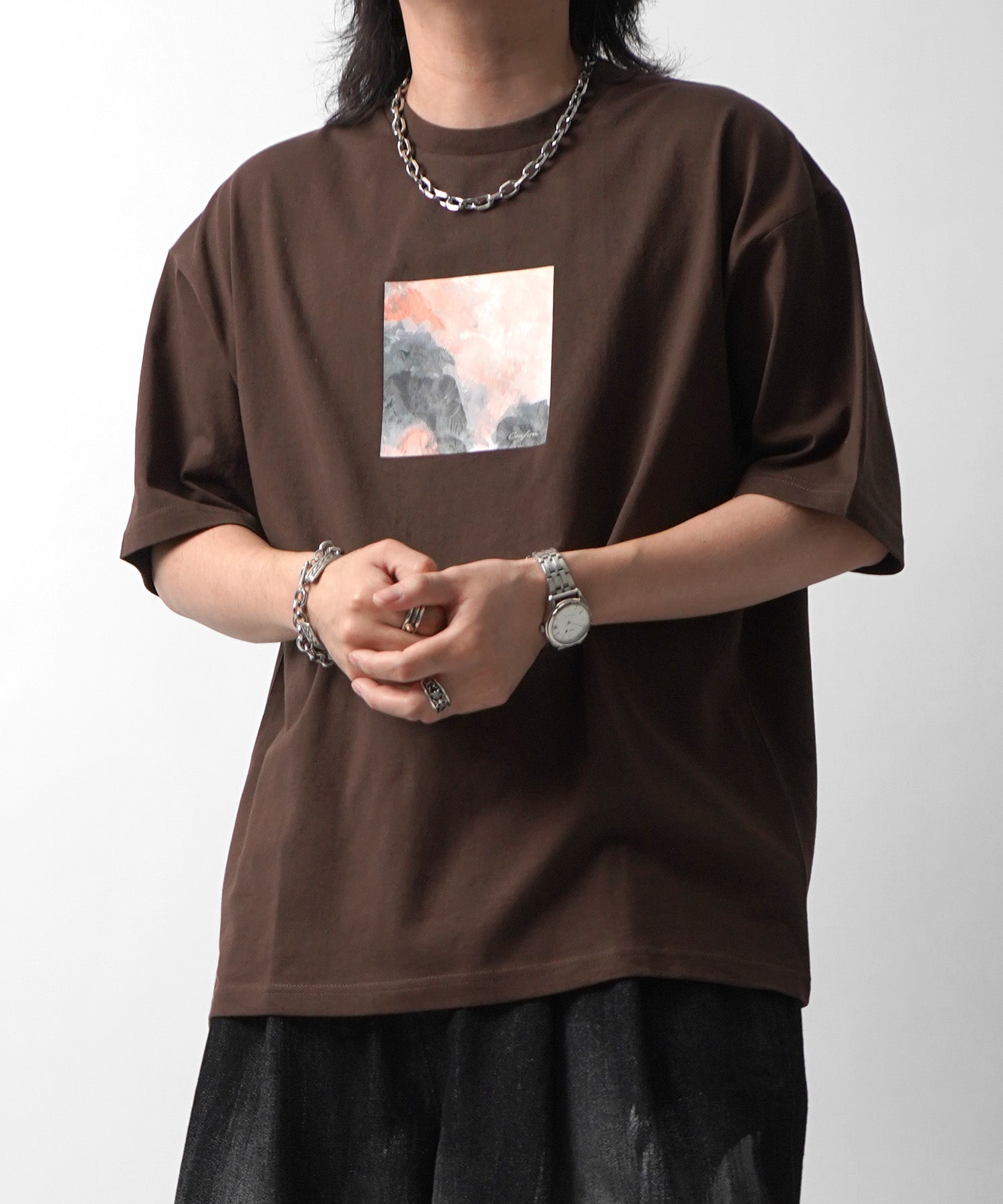 25SS アブストラクト絵画 フロントプリント 半袖Tシャツ