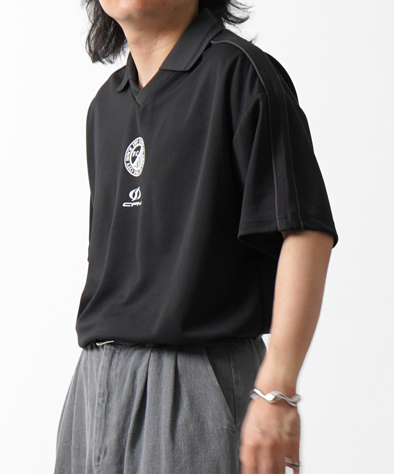 25SS フロントプリント サイドライン ユニフォーム半袖Tシャツ