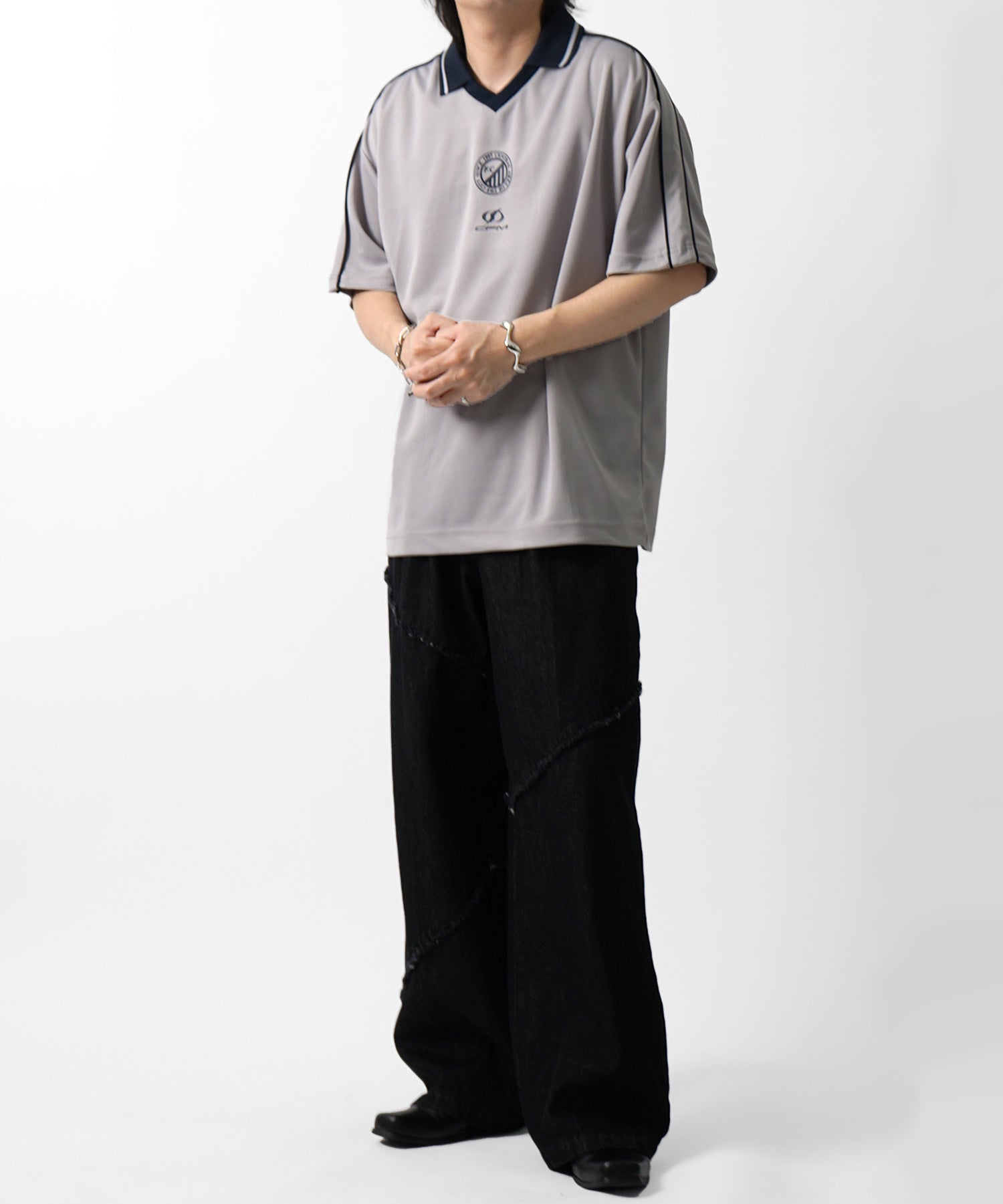 25SS フロントプリント サイドライン ユニフォーム半袖Tシャツ