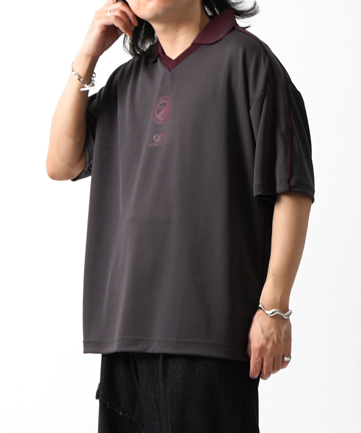 25SS フロントプリント サイドライン ユニフォーム半袖Tシャツ