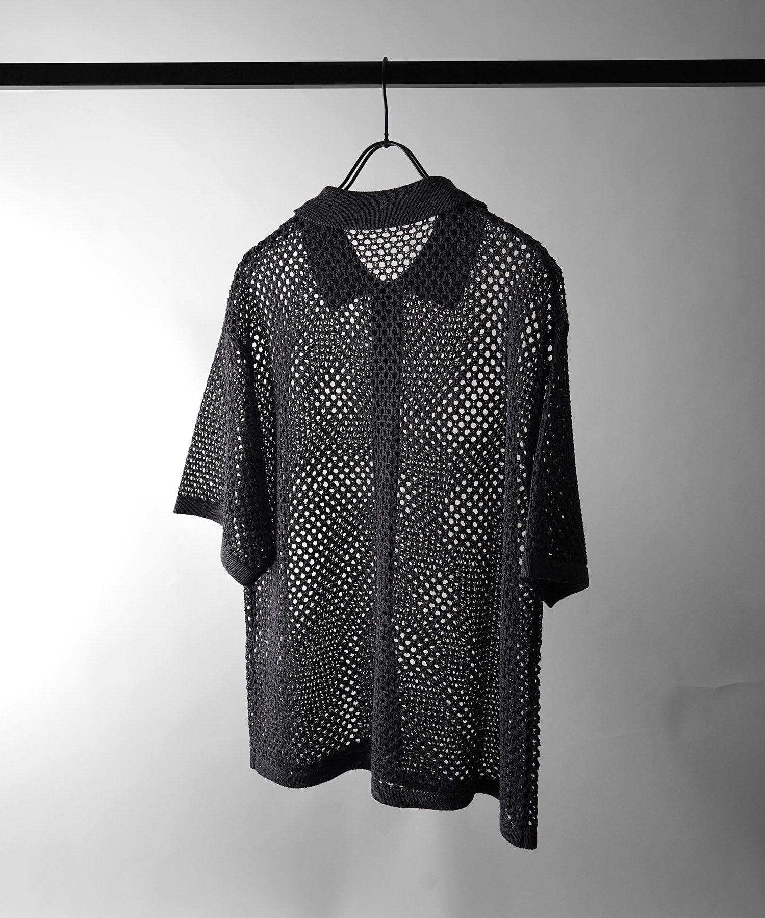 25SS スパンコール メッシュニットシャツ