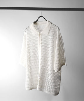 25SS スパンコール メッシュニットシャツ