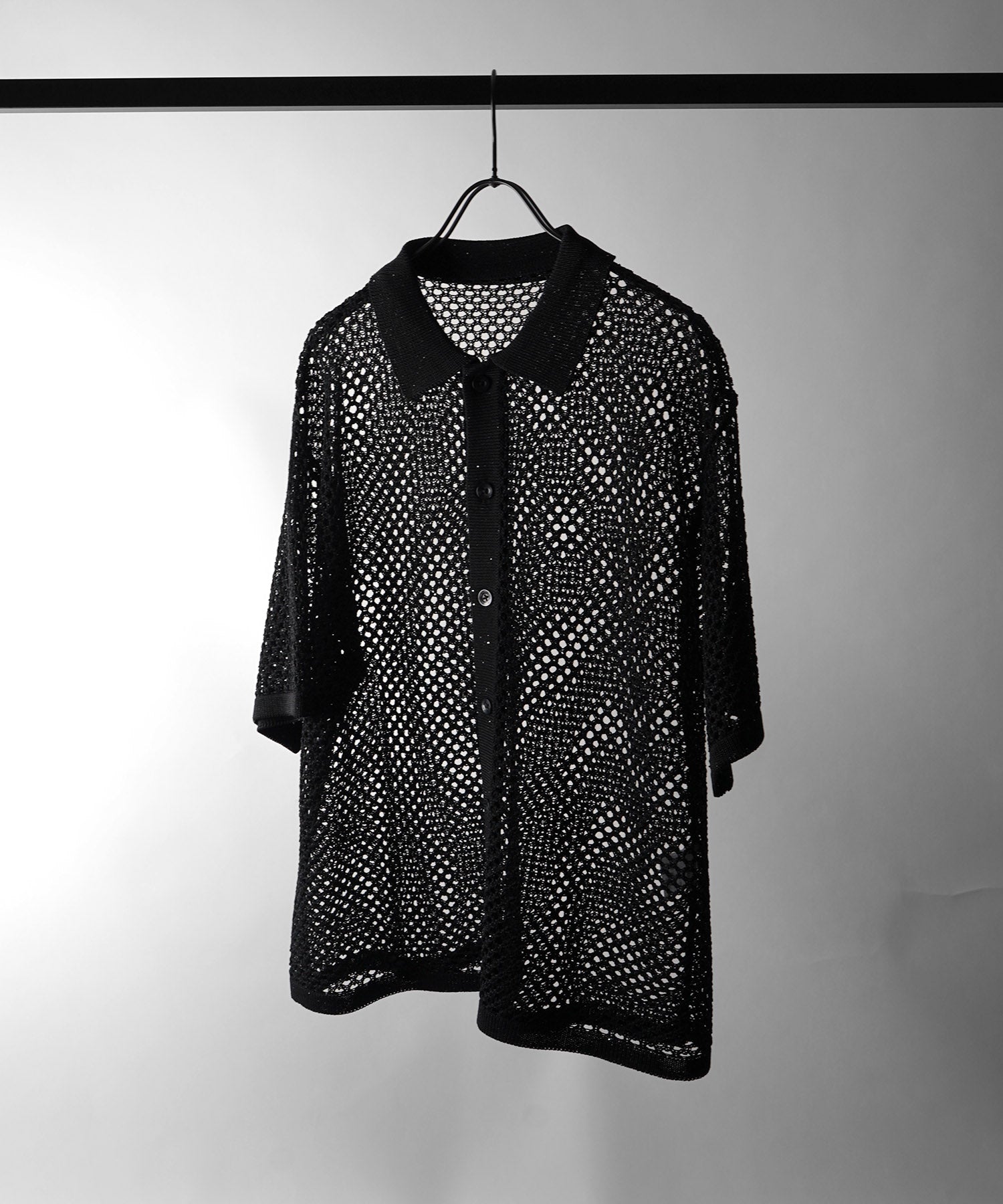 25SS スパンコール メッシュニットシャツ
