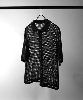 25SS スパンコール メッシュニットシャツ