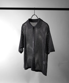 25SS スパンコール メッシュニットシャツ