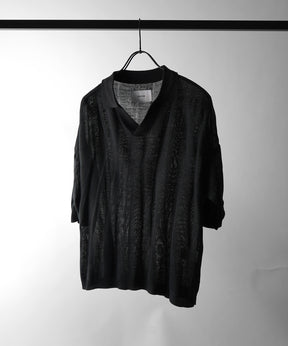 25SS エンボス スキッパー ニットポロシャツ