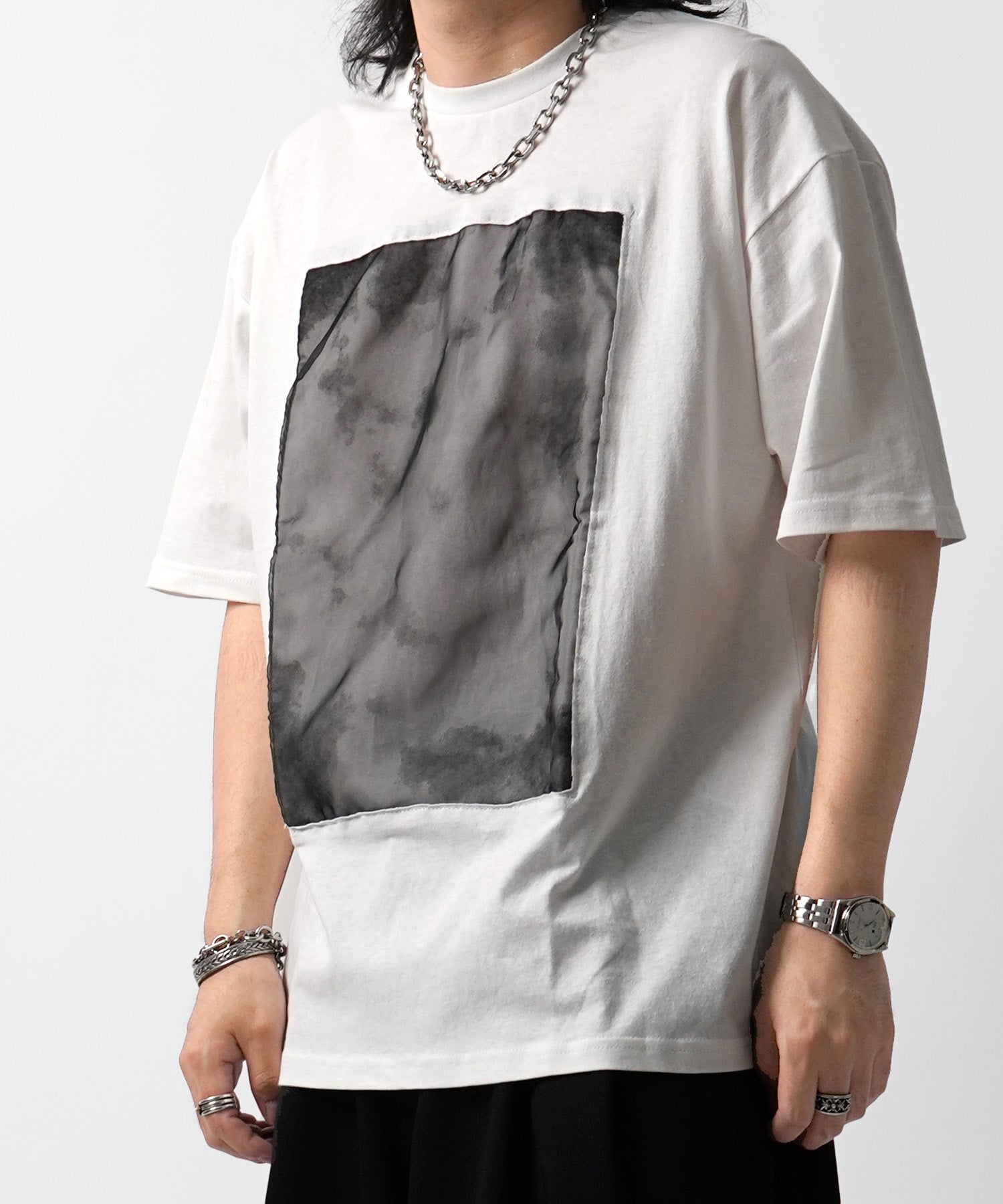 25SS オーガンジー Tee 切替半袖Tシャツ