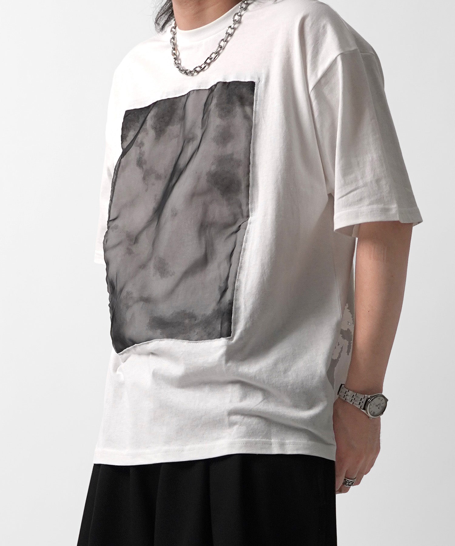 25SS オーガンジー Tee 切替半袖Tシャツ