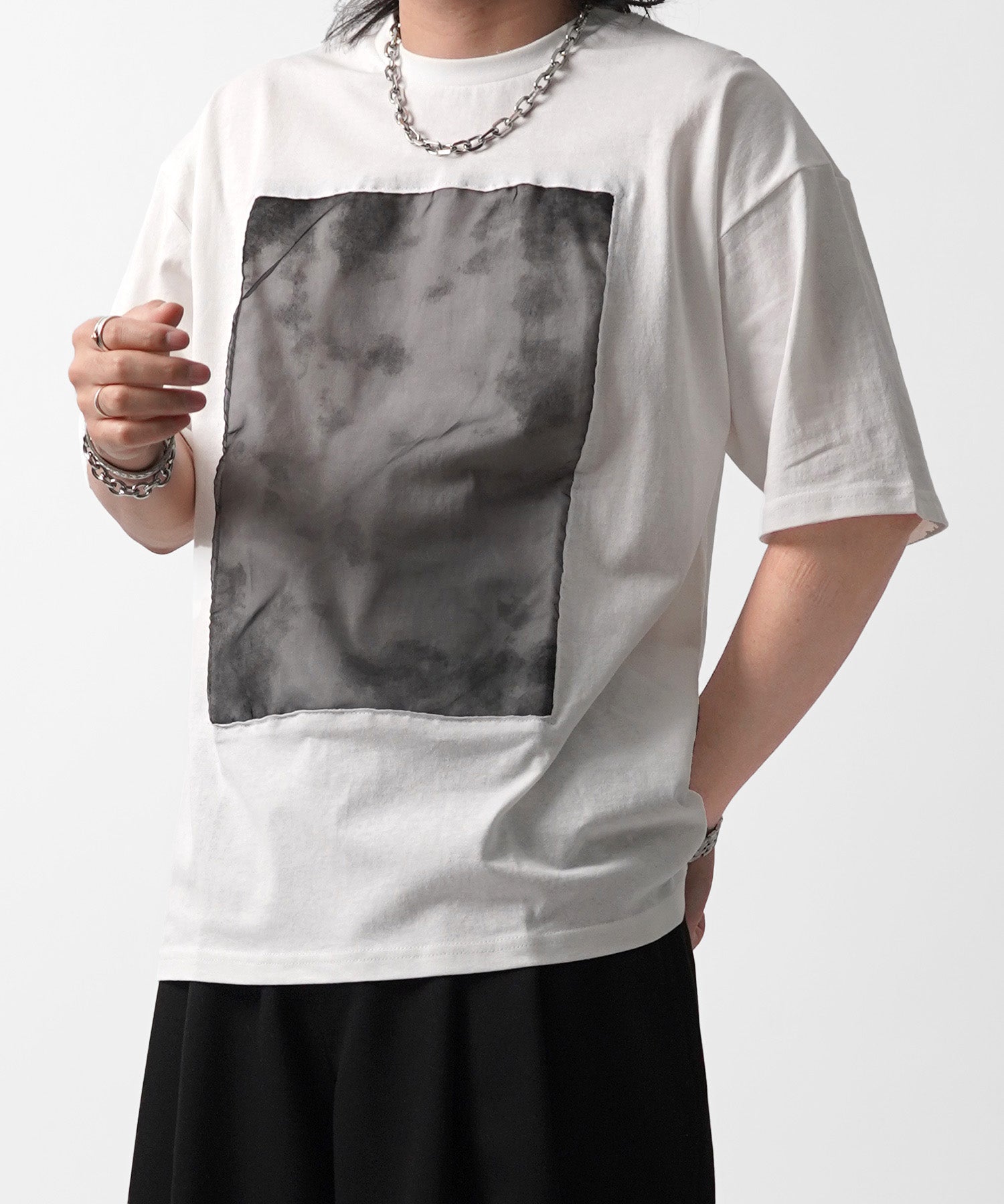 25SS オーガンジー Tee 切替半袖Tシャツ