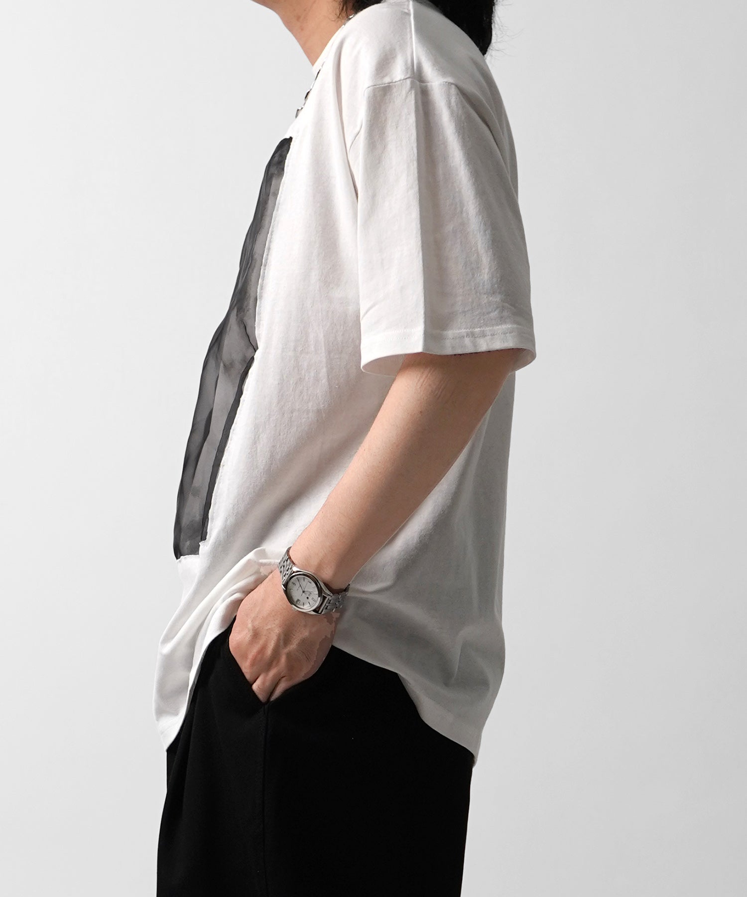 25SS オーガンジー Tee 切替半袖Tシャツ