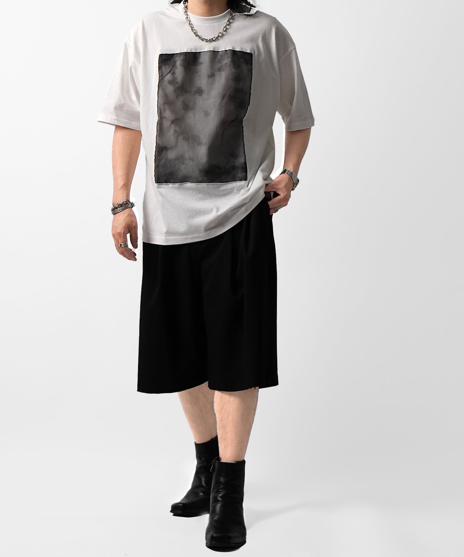 25SS オーガンジー Tee 切替半袖Tシャツ